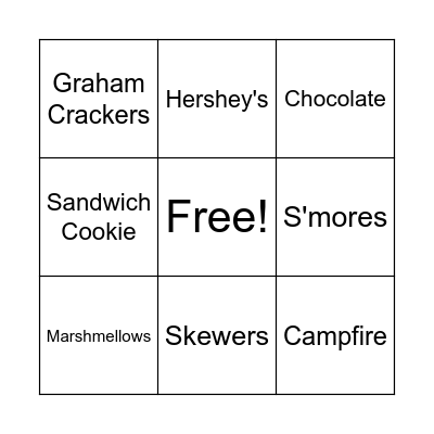 S'mores Day Bingo Card