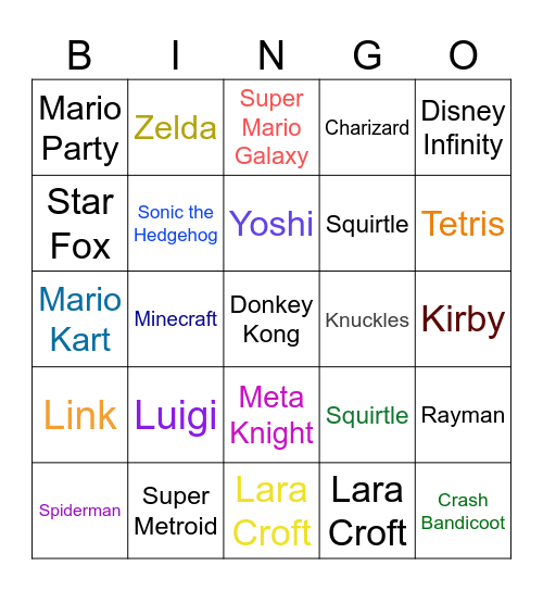 Video Game Themes Bingo Card