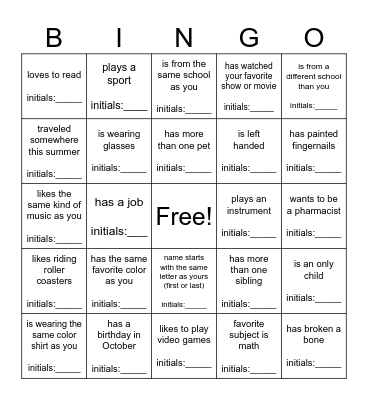 Ice Breaker - Find Someone Who... Bingo Card