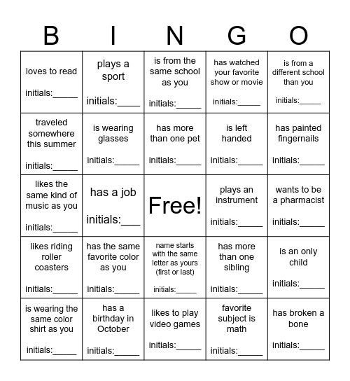 Ice Breaker - Find Someone Who... Bingo Card