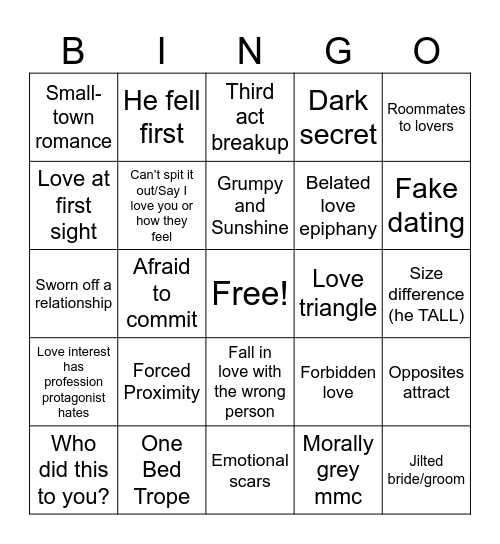 Funny Story tropes Bingo Card
