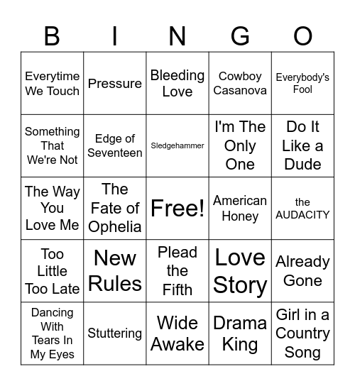 Girls Night Bingo Card