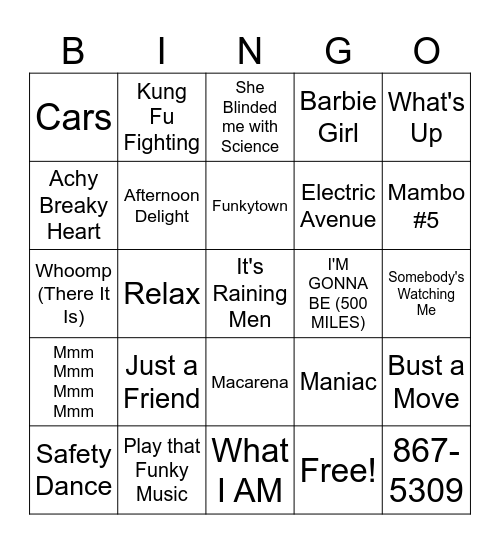 One Hit Wonders 2-Ivy Inn Bingo Card