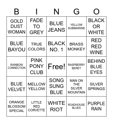 Colors Bingo Card