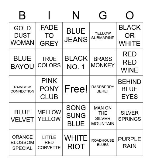 Colors Bingo Card