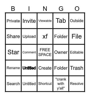 Google Docs Bingo Card