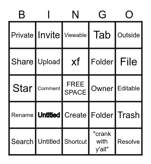 Google Docs Bingo Card
