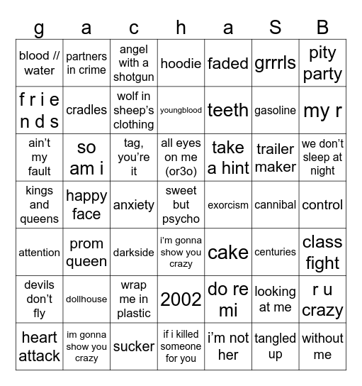 singing battle bingo Card