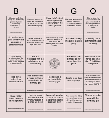 ʚ༏ɞ BIRTHDAY BINGO ʚ༏ɞ Bingo Card