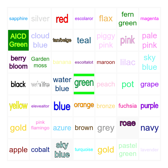 Vocabulary Bingo Card