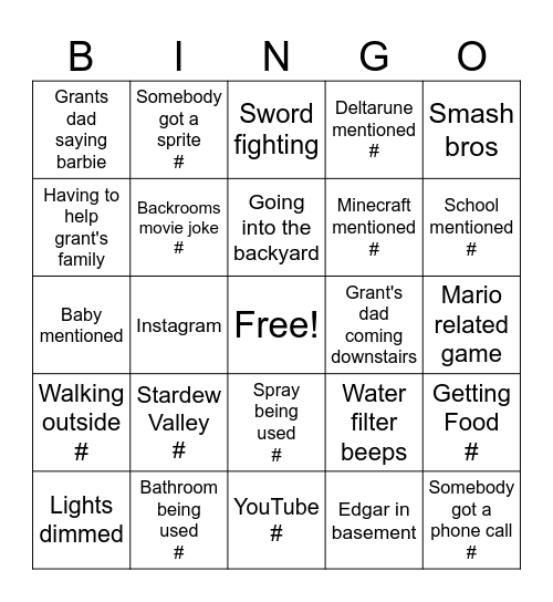 The actually alright one Bingo Card