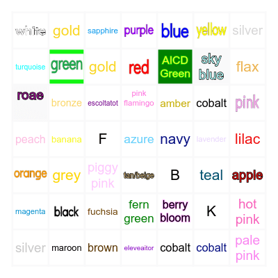 Vocabulary Bingo Card