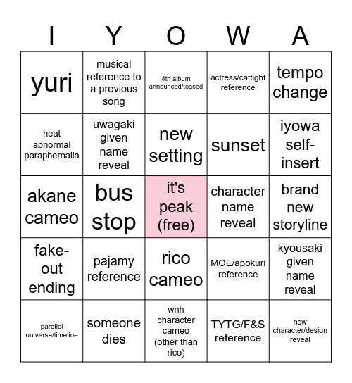 Iyowa YouTube Music Weekend 12.0 Bingo Card