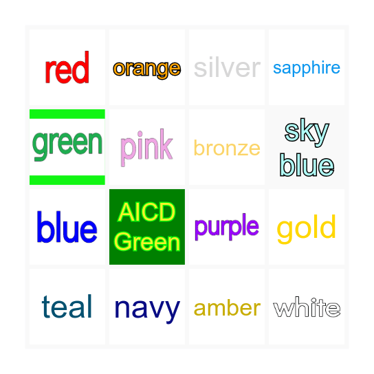 Vocabulary Bingo Card