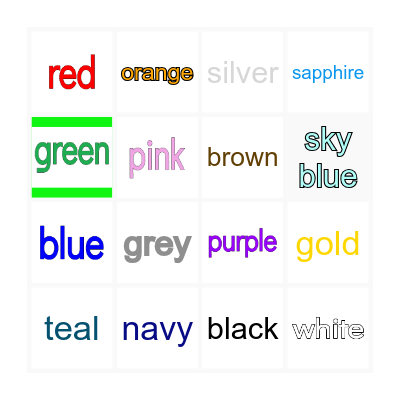 Vocabulary Bingo Card