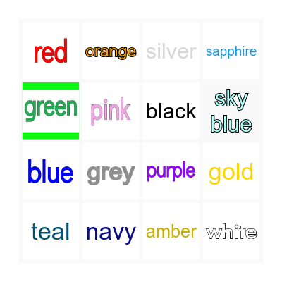 Vocabulary Bingo Card