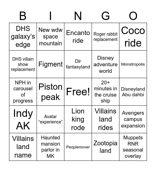 D23 2026 predictions Bingo Card