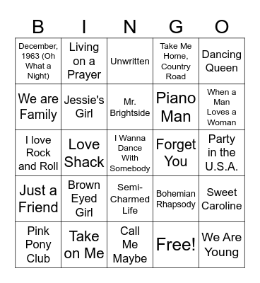 All Time Sing Alongs-Ivy Inn Bingo Card