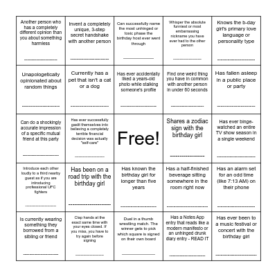 Meet Me Bingo Card