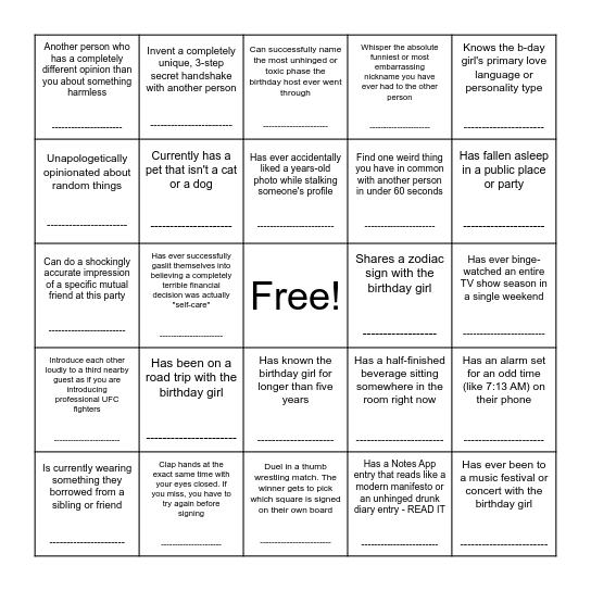 Meet Me Bingo Card