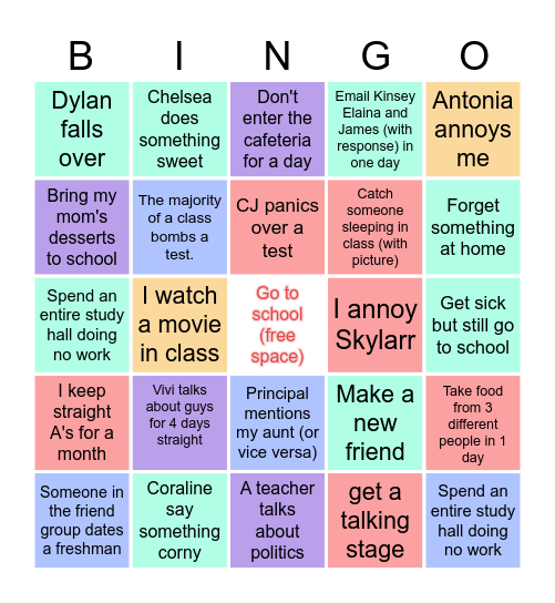 26-27 School Bingo Card