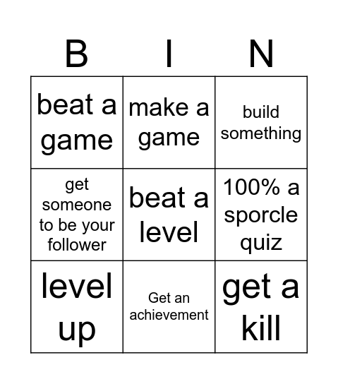 Bro V Bro Bingo Card