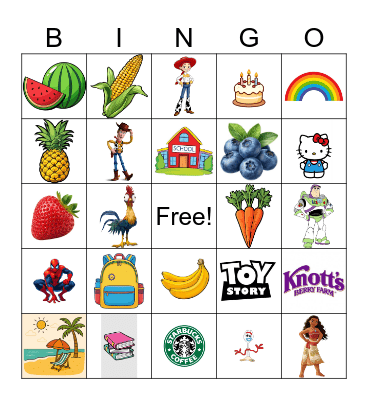 Summertime fun Bingo Card
