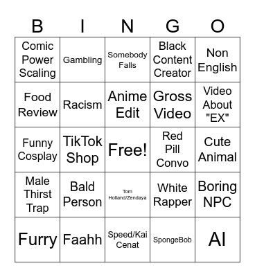 Tiktok Bingo V2 Bingo Card
