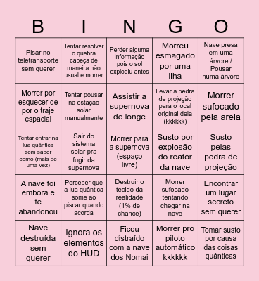 JUPITER OUTER WILDS BINGO Card