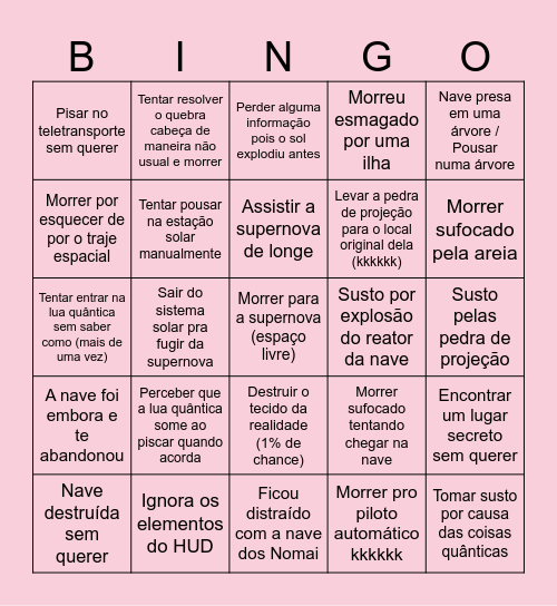 JUPITER OUTER WILDS BINGO Card