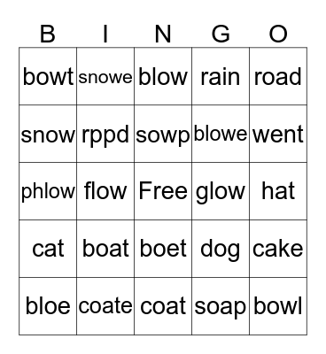 SPELLING WORDS Bingo Card