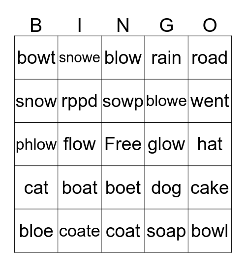SPELLING WORDS Bingo Card