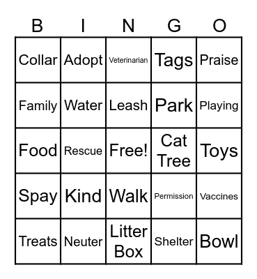 Let's Talk Pets! Bingo Card