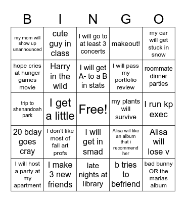 SCHOOL YEAR BINGO Card