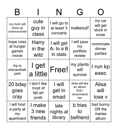 SCHOOL YEAR BINGO Card