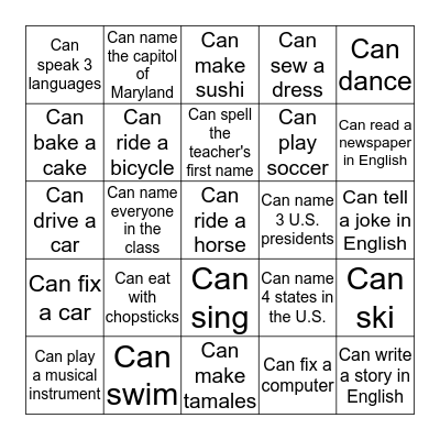 Who Can Do This? Bingo Card