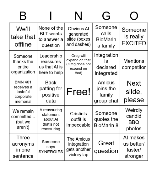 All Hands Bingo - AI Edition Bingo Card