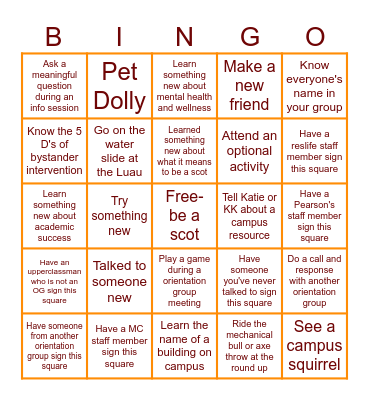 NSO BINGO Card