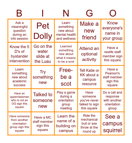 NSO BINGO Card
