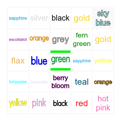 Vocabulary Bingo Card