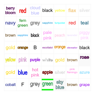 Vocabulary Bingo Card