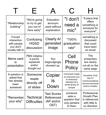 Welcome Back to OLHS - 2026 Bingo Card