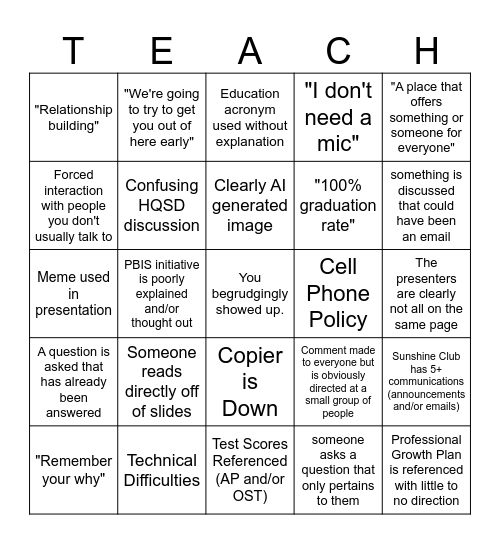 Welcome Back to OLHS - 2026 Bingo Card