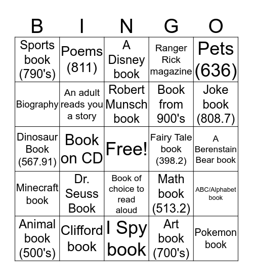 Library Bingo Card