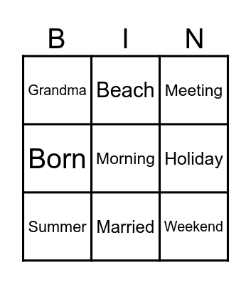 Prepositions of Time Bingo Card