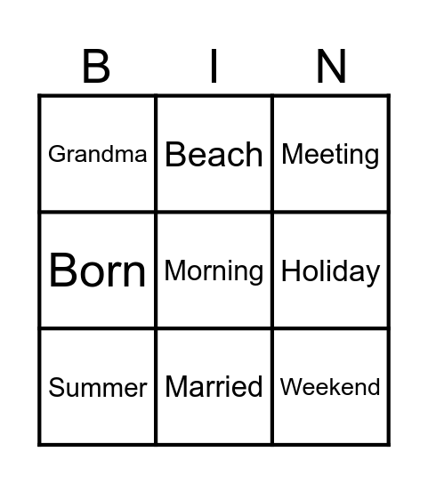 Prepositions of Time Bingo Card