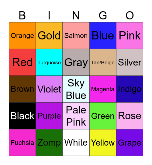 Color Bingo Card