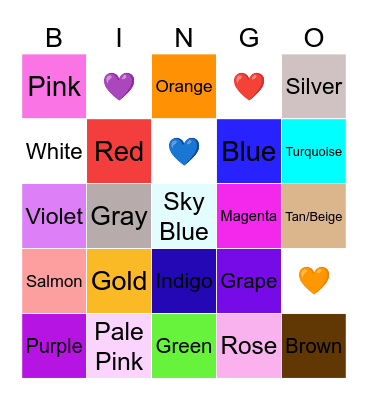 Color Bingo Card