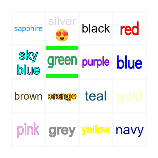 Vocabulary Bingo Card