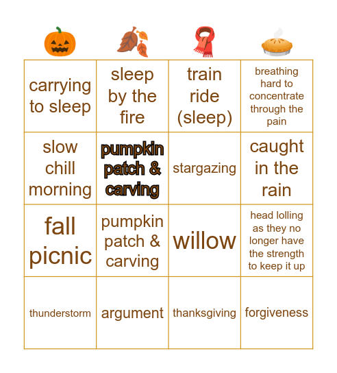fall prompts 🎃🍂 Bingo Card